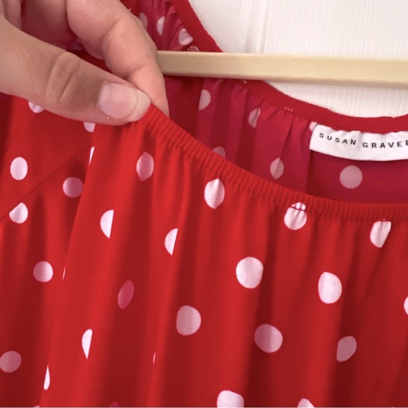 Susan Graver Red White Stripe Polka Dot Blouse Plus Size Women’s 2X - Picture 9 of 9